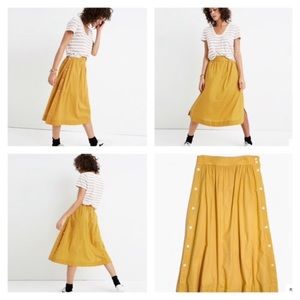 Madewell mustard yellow side button midi skirt